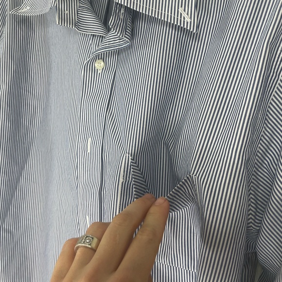 Brooks Brothers Pinstripe Blue White Button Down Shirt - Picture 5 of 8